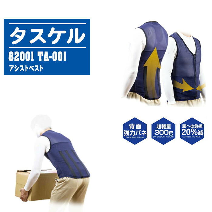 桑和 SOWA アシストベスト タスケル TASCHEL 82001 TA-001【日本製 男女兼用 腰 サポーター ネイビー S~3L 現場 介護 作業補助】|土木測量試験用品のソッキーズ