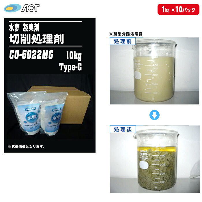 アクト 水夢(SUIMU) スイム 切削処理剤 CO-5022MG タイプC 1kg×10パック（10kg） 【切削廃液の処理 使用後の水溶性切削油の分離 凝集処理 凝集剤】