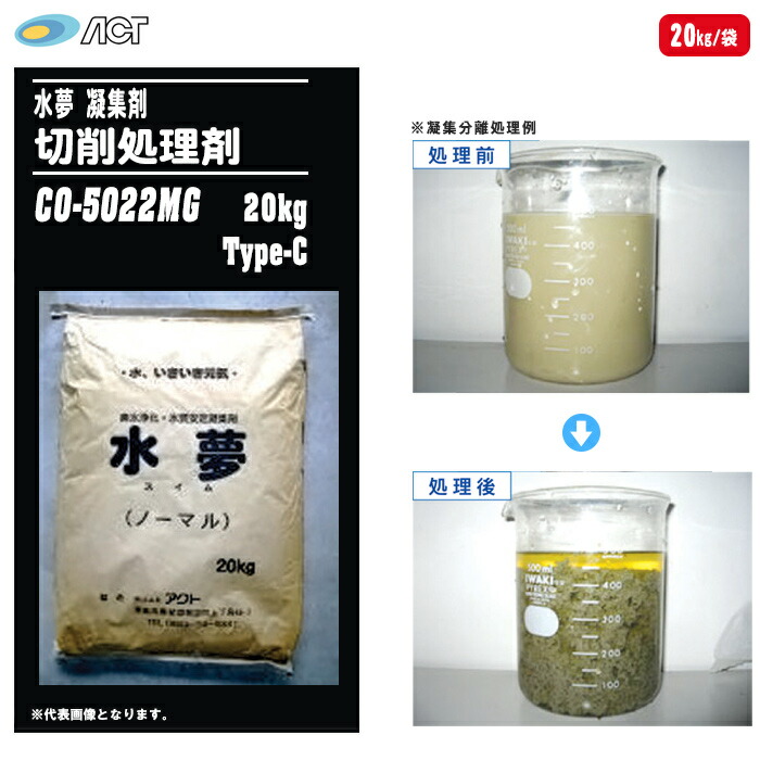 アクト 水夢(SUIMU) スイム 切削処理剤 CO-5022MG タイプC 20kg/袋 【切削廃液の処理 使用後の水溶性切削油の分離 凝集処理 凝集剤】