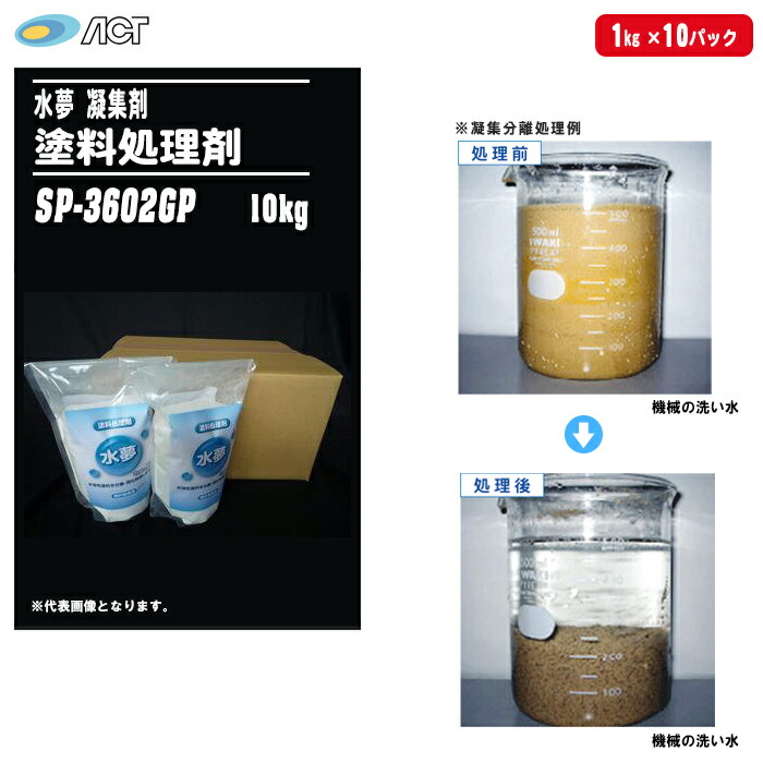 アクト 水夢(SUIMU) スイム 塗料処理剤 SP-3602GP タイプB 1kg×10パック（10kg） 【水溶性廃液処理 塗料排水 凝集処理 凝集剤 水処理剤】