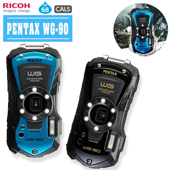 RICOH リコー デジタル写真機 PENTAX ペンタックス WG-90 黒いこと/青み 【ディジカメ コンデジ 一般受け 雨合羽ディジカメ 全天候冒険模範例 工事・作り上げるの一こま CALS流行り物】