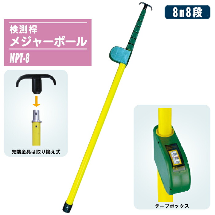 宣真加工 検測桿 大リーグ極点 8m8段 MPT-8 先っちょ金具C型（取替能力のある） 伸縮式 検測桿 築き上げる 鉄道線路 掛け橋 高さ突きとめる 価値づける 工事 センシン