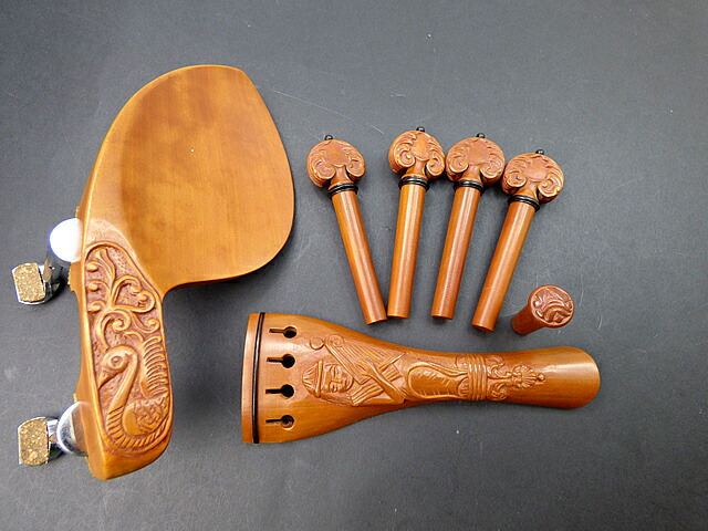 彫刻入り #2 ビオラ用 ボックスウッド フィッテイングセット Viola Boxwood Cureved Fitting Set