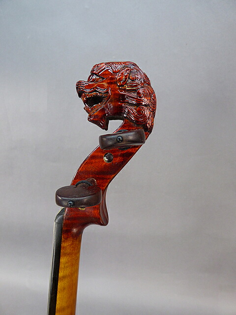 【現品限り】バイオリン本体 ライオンヘッド ガルネリモデル Lion Head Violin Snakewood Black Fret #7