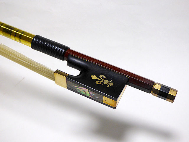 【希少品】バイオリン弓 フェルナンブコ 花紋 フロッグ ゴールド Perunambuco Flower frog Gold Violin Bow