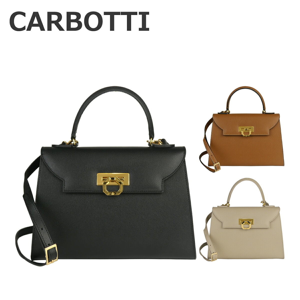 【CARBOTTI】IVANA 443 レザー ハンドバッグ◆クラシック◆ Ivana leather handbag - Black - Carbotti