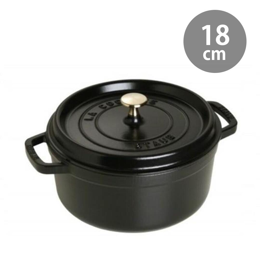 マラソンポイント10倍☆ストウブ ココットロンド 18cm ブラックつやナシ 25 STAUB 鍋 フランス ホーロー鍋 ピコ ココット 熱伝導 鋳物 無水調理 料理人 オーブン 贈り物 プレゼント ギフト|Solaumi