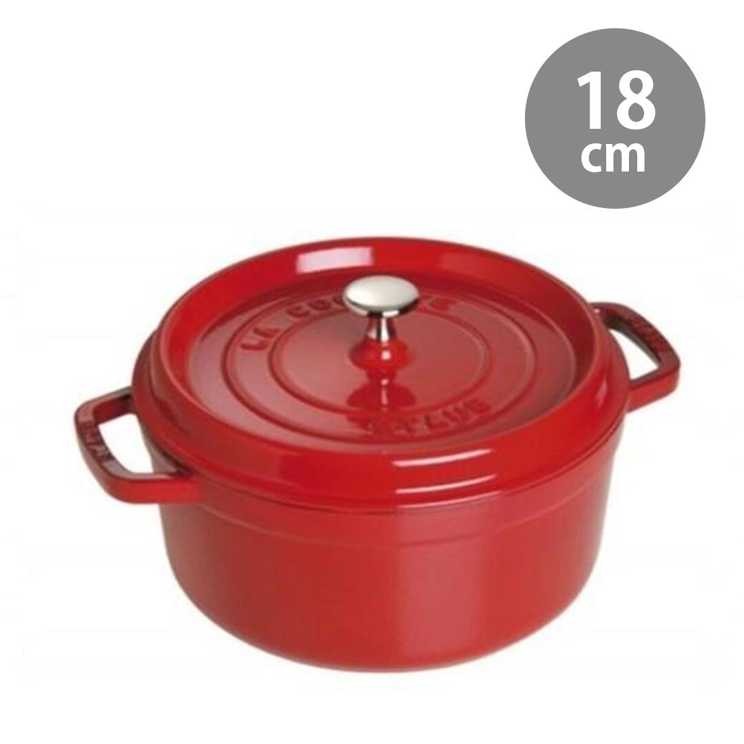 マラソンポイント10倍☆ストウブ ココットロンド 18cm レッド 06 STAUB 鍋 フランス ホーロー鍋 ピコ ココット 熱伝導 鋳物 無水調理 料理人 オーブン 贈り物 プレゼント ギフト|Solaumi