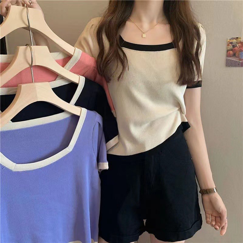 トップス カットソー Tシャツ ミニ ショート 半袖 かわいい 大人可愛い シンプル 上品 おしゃれ こなれ感 ラフ ラブリー キュート 無地
