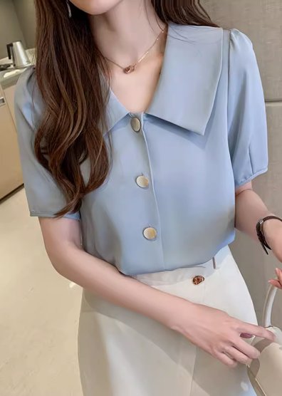 トップス シャツ ブラウス レディース 前開き 丈長 半袖 Vネック 襟付き スタンドカラー 大人可愛い きれいめ シンプル カジュアル おしゃれ かっこいい レトロ こなれ感 ラフ ガーリー ルーズ クール モード系 エレガント 主役級 存在感 都会的 ベーシック ナチュラル 無地