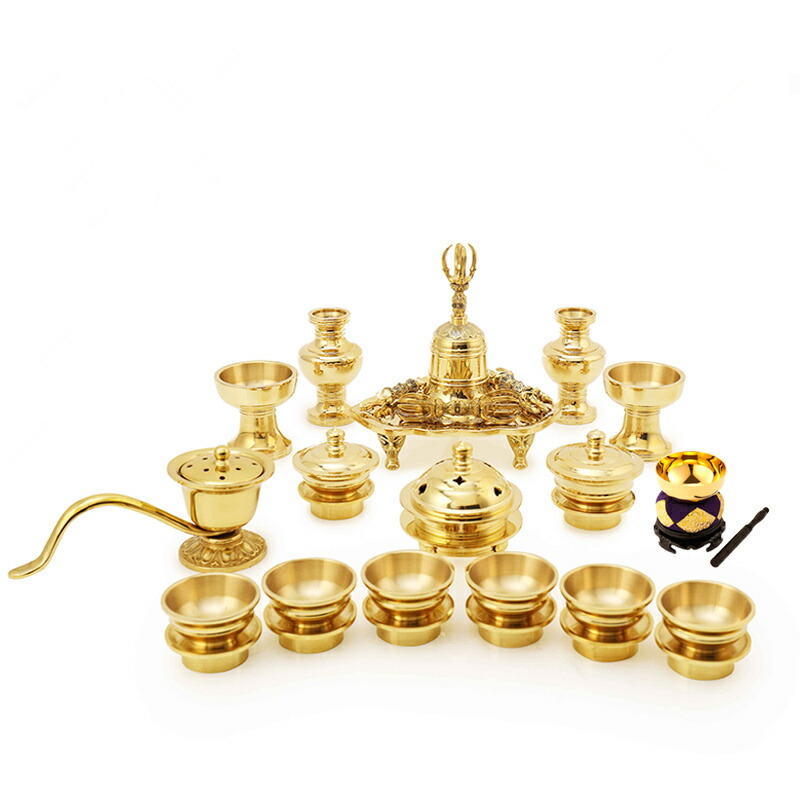 楽天市場】【送料無料】密教法具一面器六器一組飯器一対華瓶一対燭台