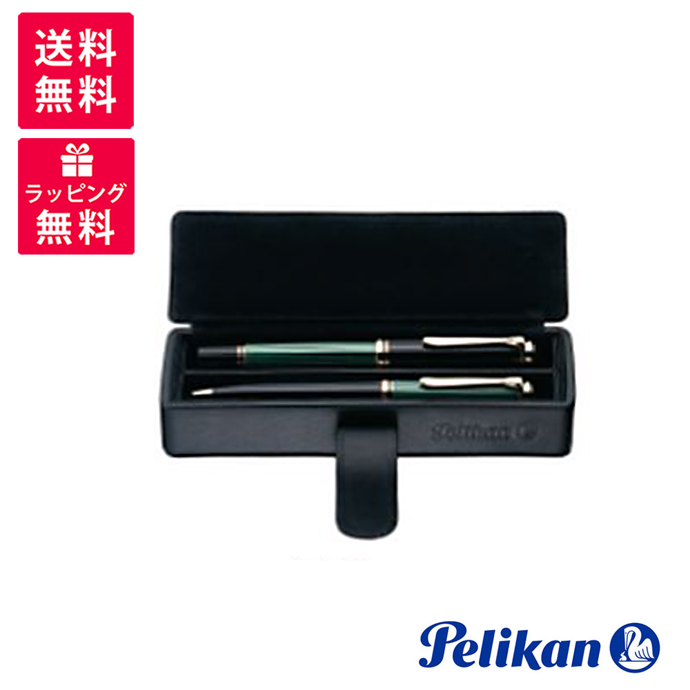 PELIKAN 伽藍鳥 なめし革容れもの 2本用 PB-1 分け取り付 黒いこと 書き込み容れもの