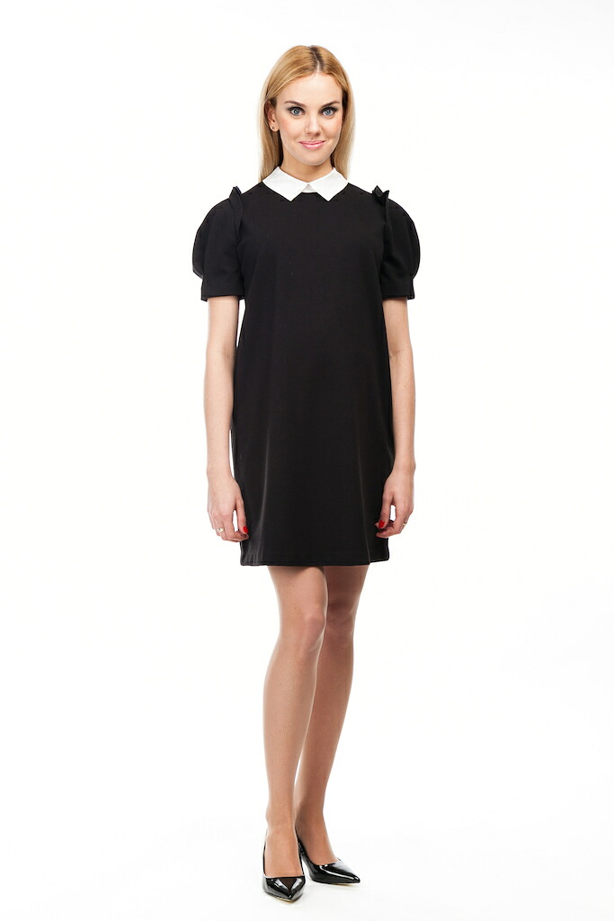 Pietro Brunelli DRESS LUCIA カラーラッフルスリーブワンピース -ブラック｜ソルレガロ・インターナショナル
