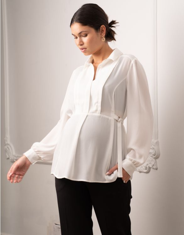 【中古】 bitnabi ビンナビ ビッグカラーブラウス 授乳服 ホワイト  111421144 楽天市場】【中古】 bitnabi ビンナビ ビッグカラーブラウス
