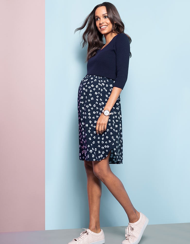 日本製 Seraphine Amy 授乳対応 ニットトップマタニティワンピース ネイビー フラワープリント コンビニ受取対応商品 Www Lexusoman Com