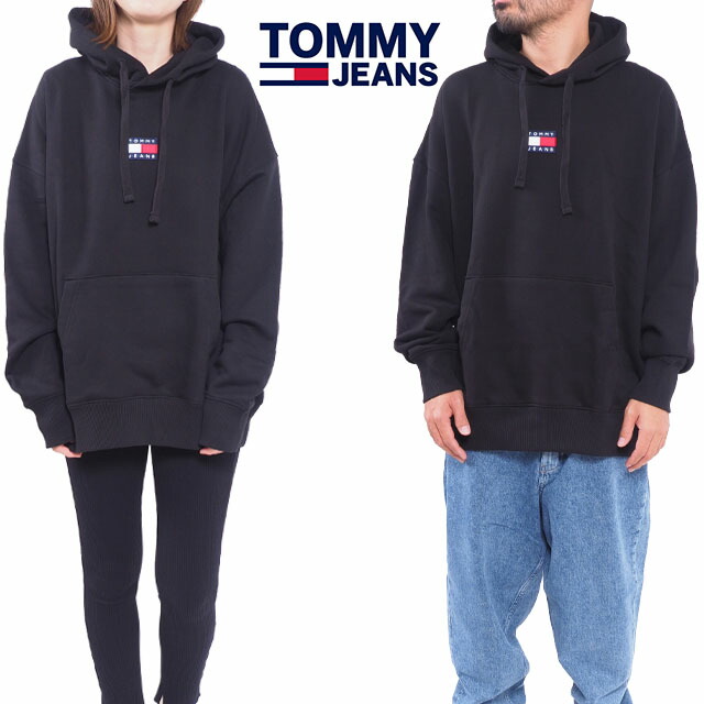 トミージーンズ パーカー ブラック 黒 メンズ レディース フーディ スウェット M L XL LL 2Lサイズ TOMMY JEANS BADGE HOODIE|SOLT AND PEPPER