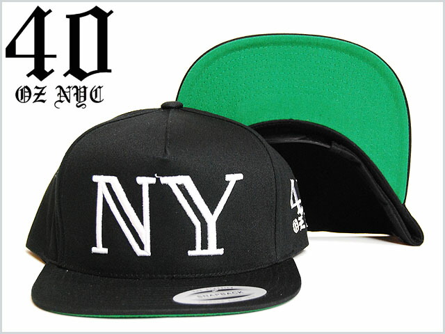 楽天市場 送料無料 40oz nyc ny logo snapback cap black white フォー