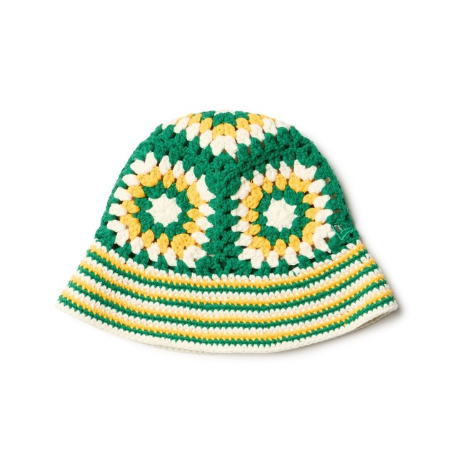 [即納]NEWERA ニューエラ クロシェ ニットバケット グリーン/イエロー/ホワイト　メンズ 男性 レディース 女性 帽子 ハット 送料無料 NEW ERA 国内正規品 正規取扱店