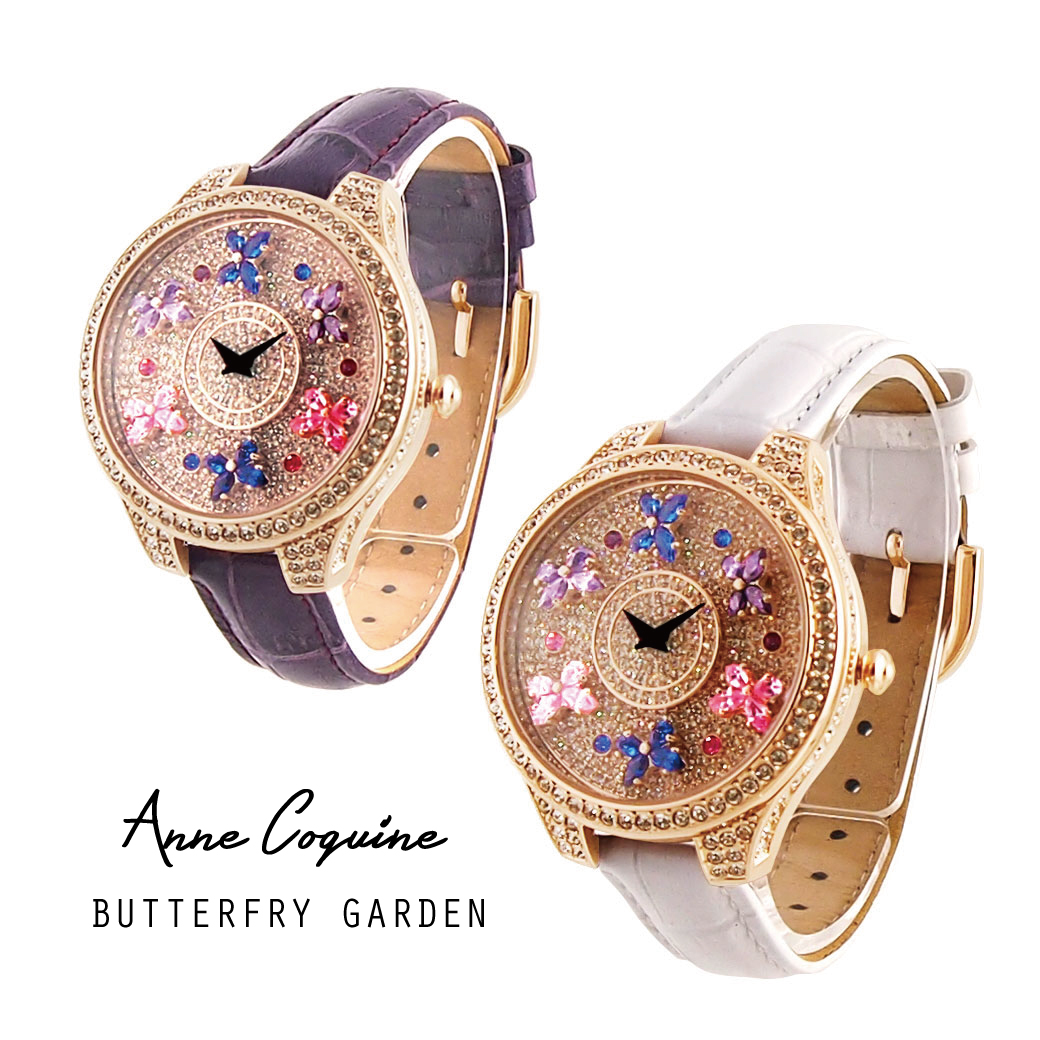 【楽天市場】（公式）アンコキーヌ Anne Coquine 腕時計 レディース 時計 バタフライガーデン ゴールドベゼル 1244 ウォッチ