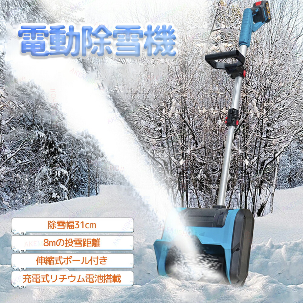 手押し式 除雪機 電動除雪機 充電式除雪機 家庭用電動除雪機 除雪 1000W 素早い除雪 伸縮式ポール 調整可能なハンドル コードレス 除雪幅31cm 最大投雪距離8m 除雪深さ15cm 冬 雪かき 除雪器具 雪かき機 スノーブロワー|ソルベイン