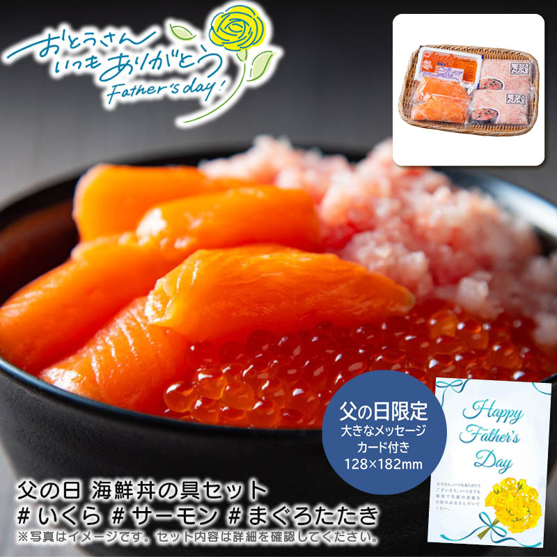 【土日限定クーポン配布中】【本日P2倍】父の日 ギフト 早割 プレゼント<br>父の日 海鮮丼の具セット #いくら #サーモン #まぐろたたき<br>父の日 贈り物 海鮮 お祝い 食事<br>※こちらの商品はメーカー直送品です。