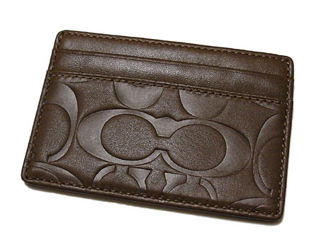 COACH/コーチ職 シグネチャーエンボスド スリムカードケース  F74080TOB【ラッピング無料】【楽ギフ_荷造り】