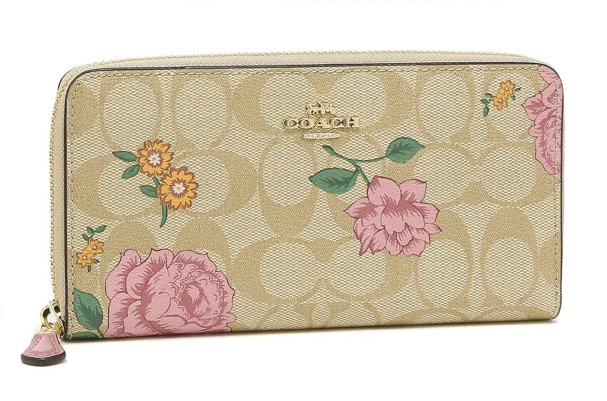 【★即納★ハッピーホリディSALE！個数限定大特価】COACH/コーチ　花柄 シグネチャー ローズ アコーディオンジップ アラウンド F2859 IME7V 【春財布】【ラッピング無料】【楽ギフ_包装】【新社会人】【フレッシャーズ】【母の日】 19,272円