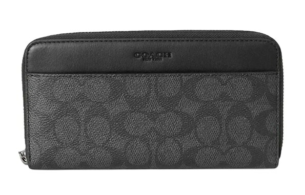 【★スペシャルSALE！個数限定大特価】COACH/コーチ　シグネチャー PVCコーティング アコーディオン ジップ アラウンド長財布 ブラック F75000 SV/BK 【ラッピング無料】【新社会人】【フレッシャーズ】【お買い物マラソン】【父の日】【スーパーSALE】