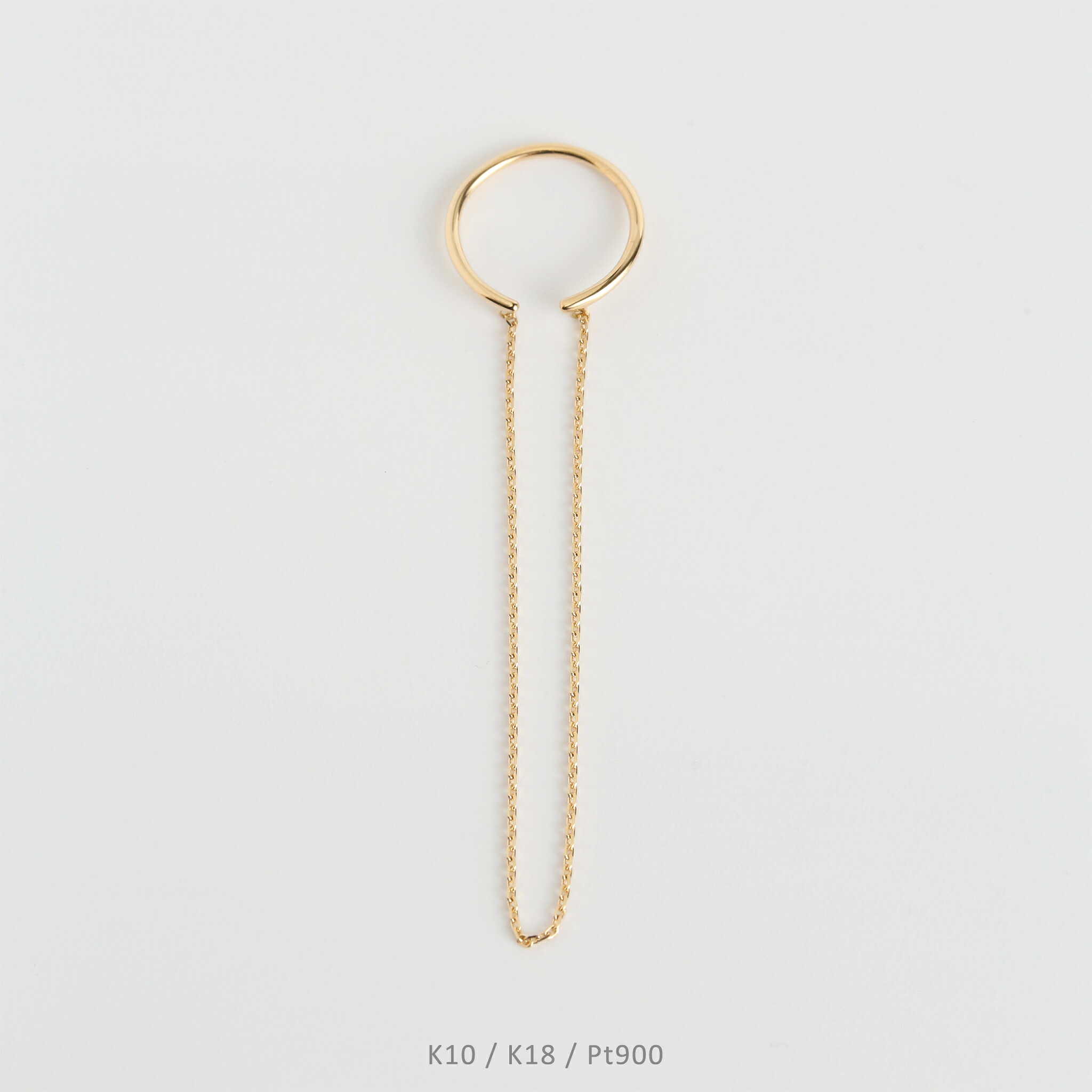 【Hoop Chain Ear Cuff M】 K10/K18/Pt900 イエローゴールド チェーン イヤーカフ 地金 シンプル 10金 10k k10 18金 18k k18 pt900 イエローゴールド ピンクゴールド ホワイトゴールド プラチナ レディース 片耳 フリーサイズ プレゼント ギフト