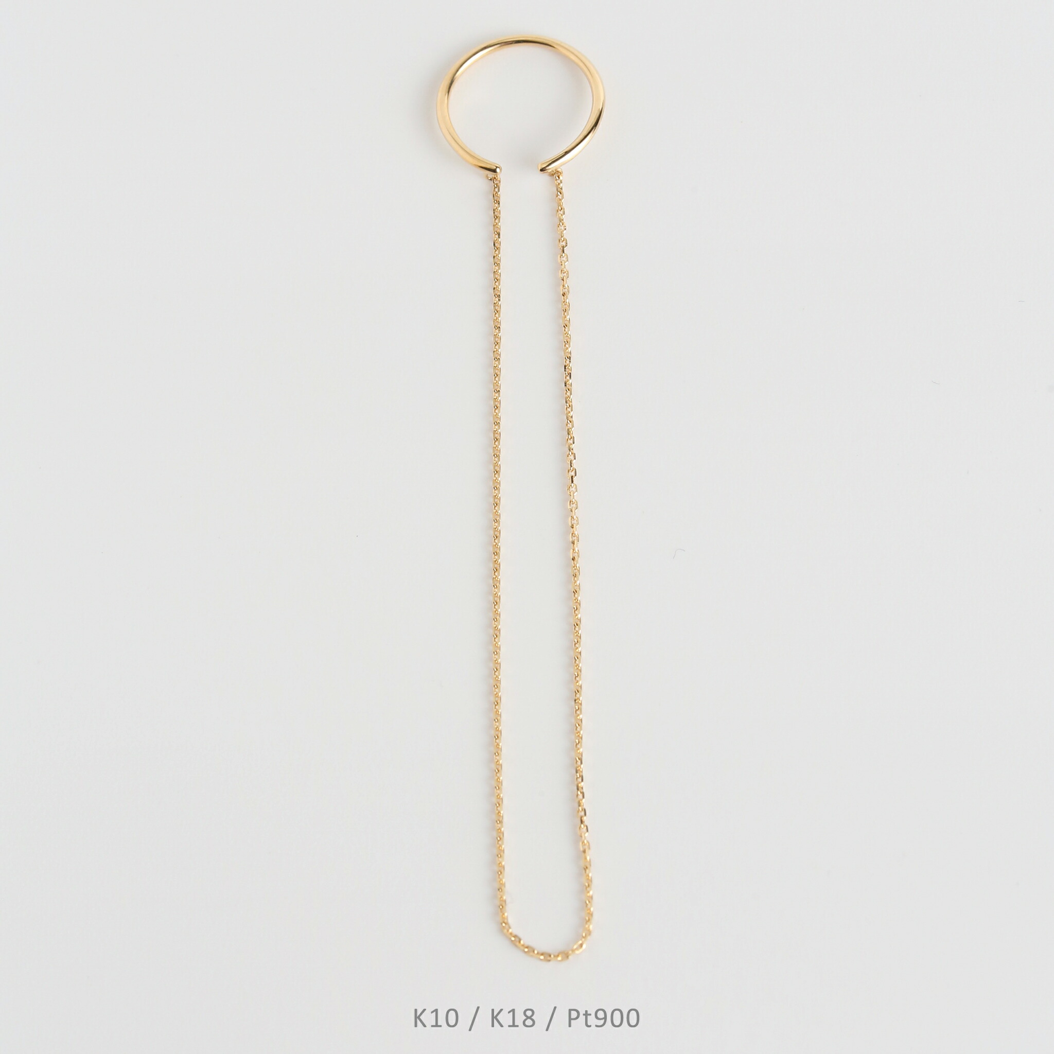 【Hoop Chain Ear Cuff L】 K10/K18/Pt900 チェーン イヤーカフ 地金 シンプル 10金 10k k10 18金 18k k18 pt900 イエローゴールド ピンクゴールド ホワイトゴールド プラチナ レディース 片耳 フリーサイズ プレゼント ギフト