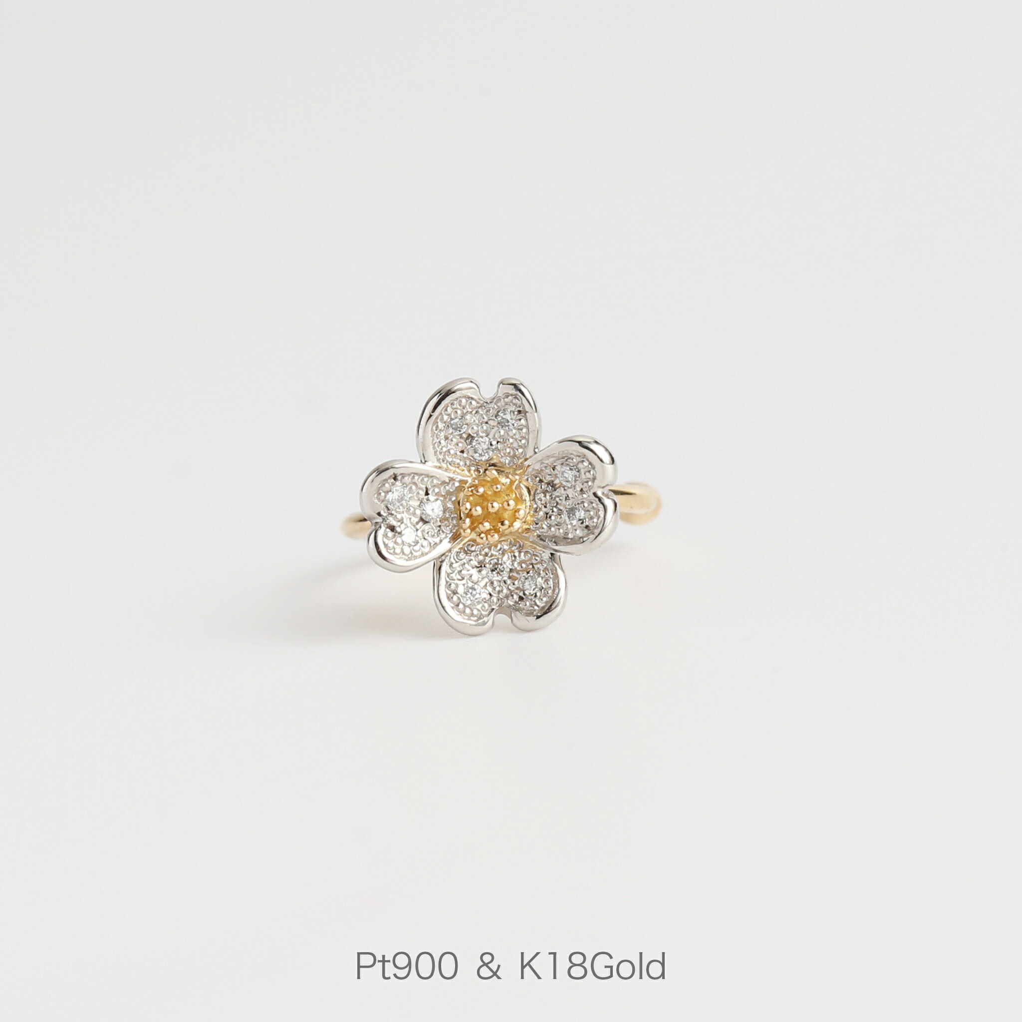 楽天市場】【Flowering / Ring】 Pt900＆K18イエローゴールド 花