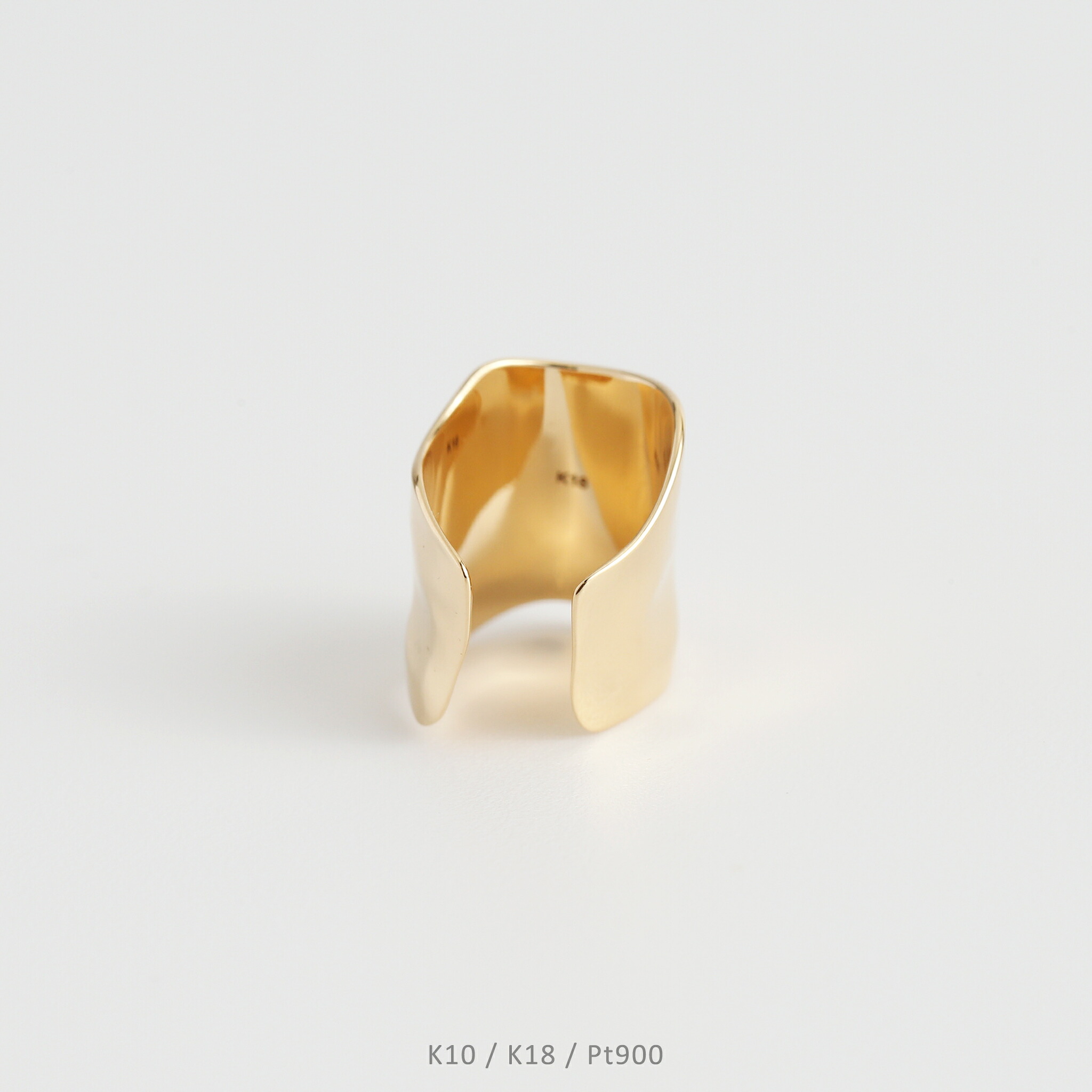 【Curve Plate Ear Cuff】 K10/K18/Pt900 ゴールド 大ぶり イヤーカフ 地金 ワイド 幅広 10金 10k k10 18金 18k k18 pt900 イエローゴールド ピンクゴールド ホワイトゴールド プラチナ レディース シンプル 片耳 プレゼント ギフト