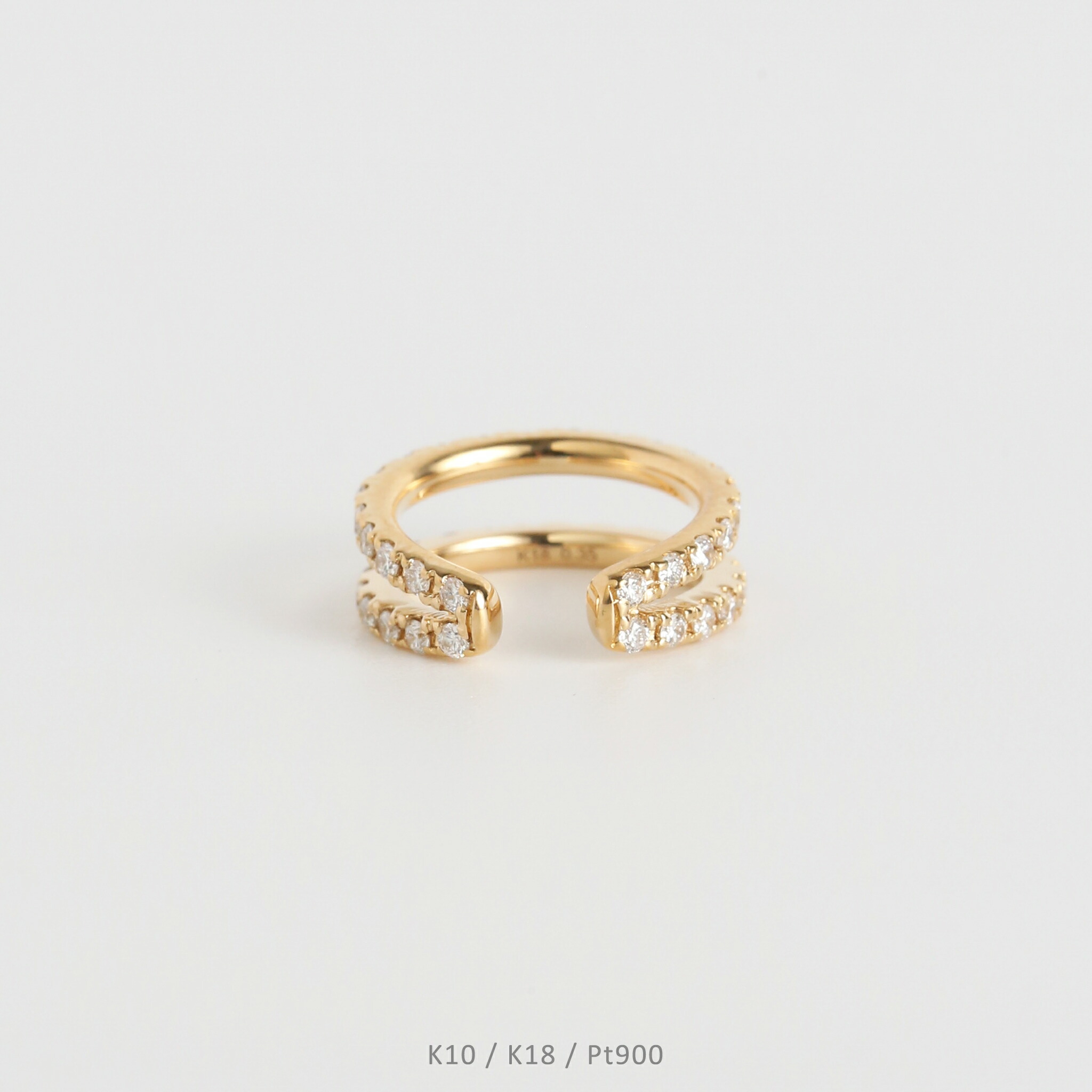 【Diane Ear Cuff / Double】 K10/K18/Pt900 ダブルライン ダイヤモンド イヤーカフ 二連 10金 10k k10 18金 18k k18 pt900 イエローゴールド ピンクゴールド ホワイトゴールド プラチナ レディース 片耳 プレゼント ギフト
