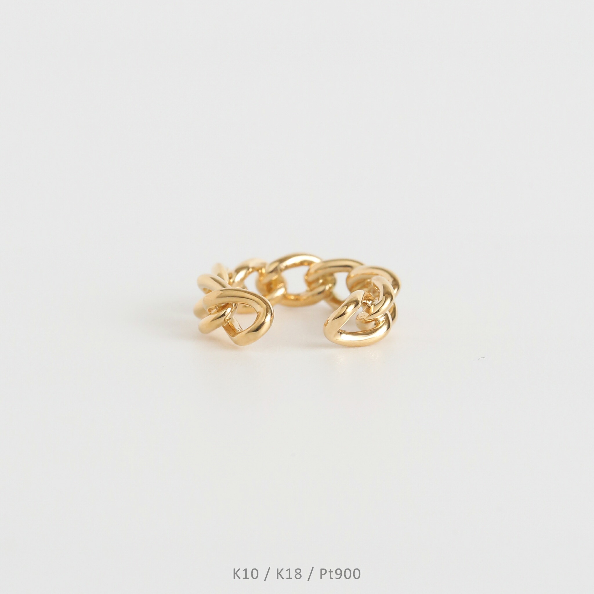 【Chain Ear Cuff】K10/K18/Pt900 チェーン モチーフ イヤーカフ 地金 10金 10k k10 18金 18k k18 pt900 イエローゴールド ピンクゴールド ホワイトゴールド プラチナ レディース 片耳 プレゼント ギフト