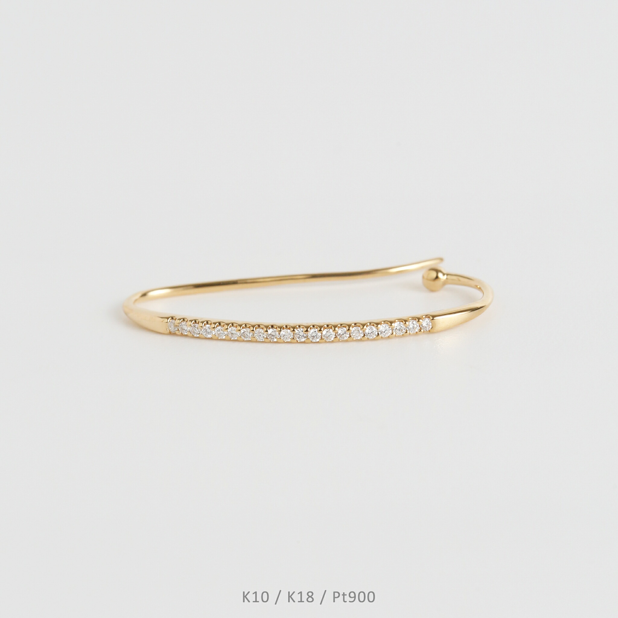 【Line Ear Cuff / Diamond】 K10/K18/Pt900 ダイヤモンド ウェアリング イヤーカフ 大ぶり 10金 10k k10 18金 18k k18 pt900 イエローゴールド ピンクゴールド ホワイトゴールド プラチナ レディース 片耳 プレゼント ギフト