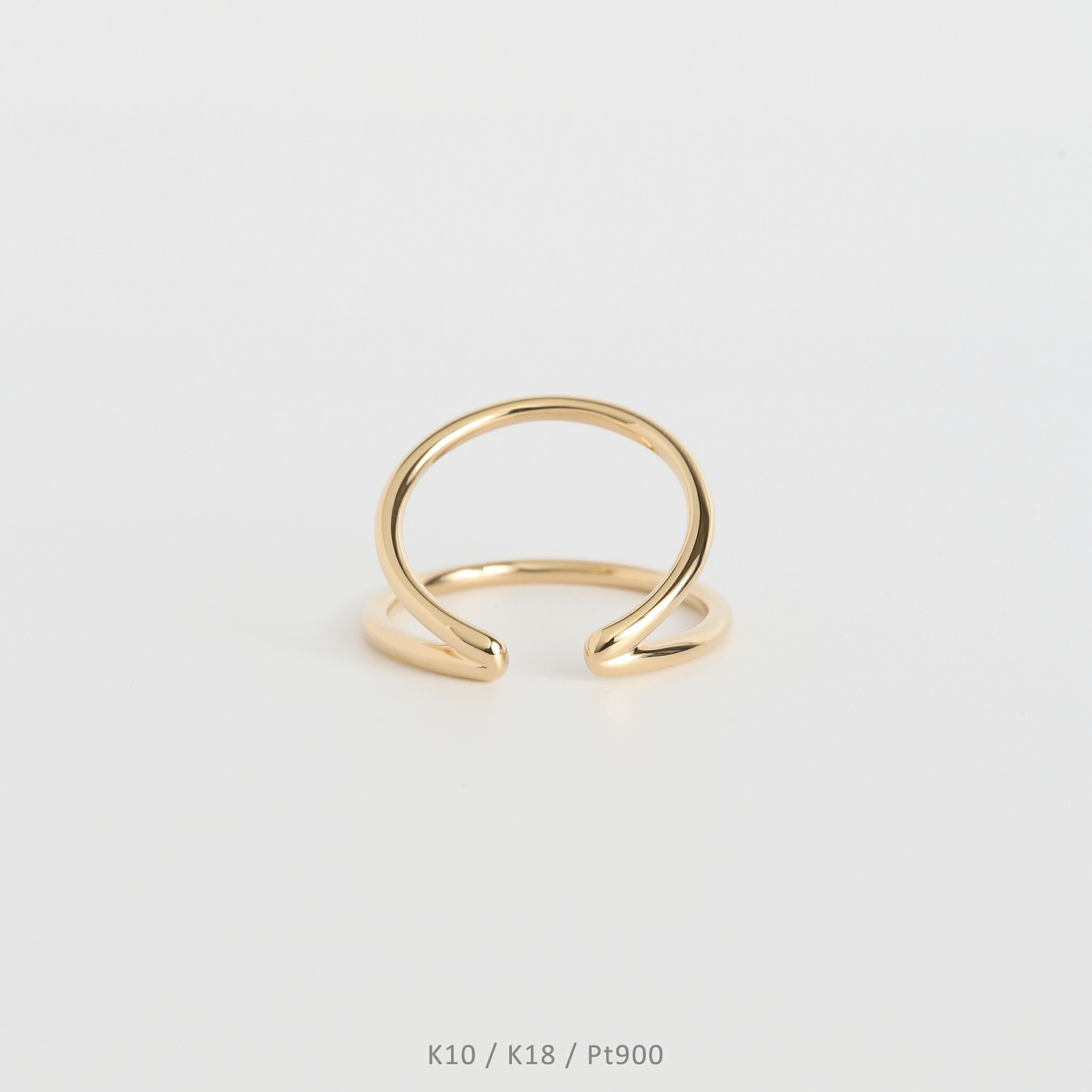 【Double Hoop Ear Cuff】 K10/K18/Pt900 ダブルアーム イヤーカフ レディース 地金 二連 10金 10k k10 18金 18k k18 pt900 イエローゴールド ピンクゴールド ホワイトゴールド プラチナ レディース シンプル 片耳 プレゼント ギフト