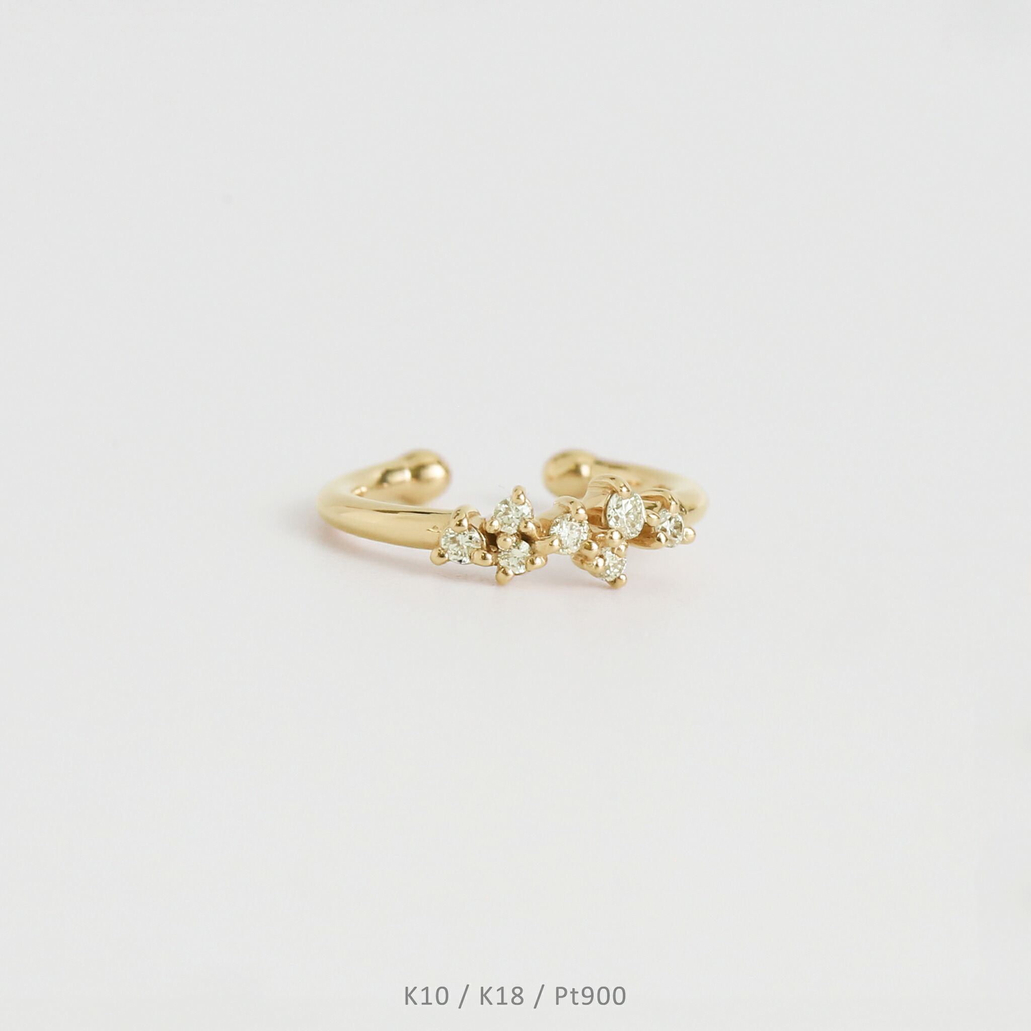 【Grain Diamond Ear Cuff】 K10/K18/Pt900 ダイヤモンド イヤーカフ 10金 10k k10 18金 18k k18 pt900 イエローゴールド ピンクゴールド ホワイトゴールド プラチナ レディース 片耳 フリーサイズ プレゼント ギフト
