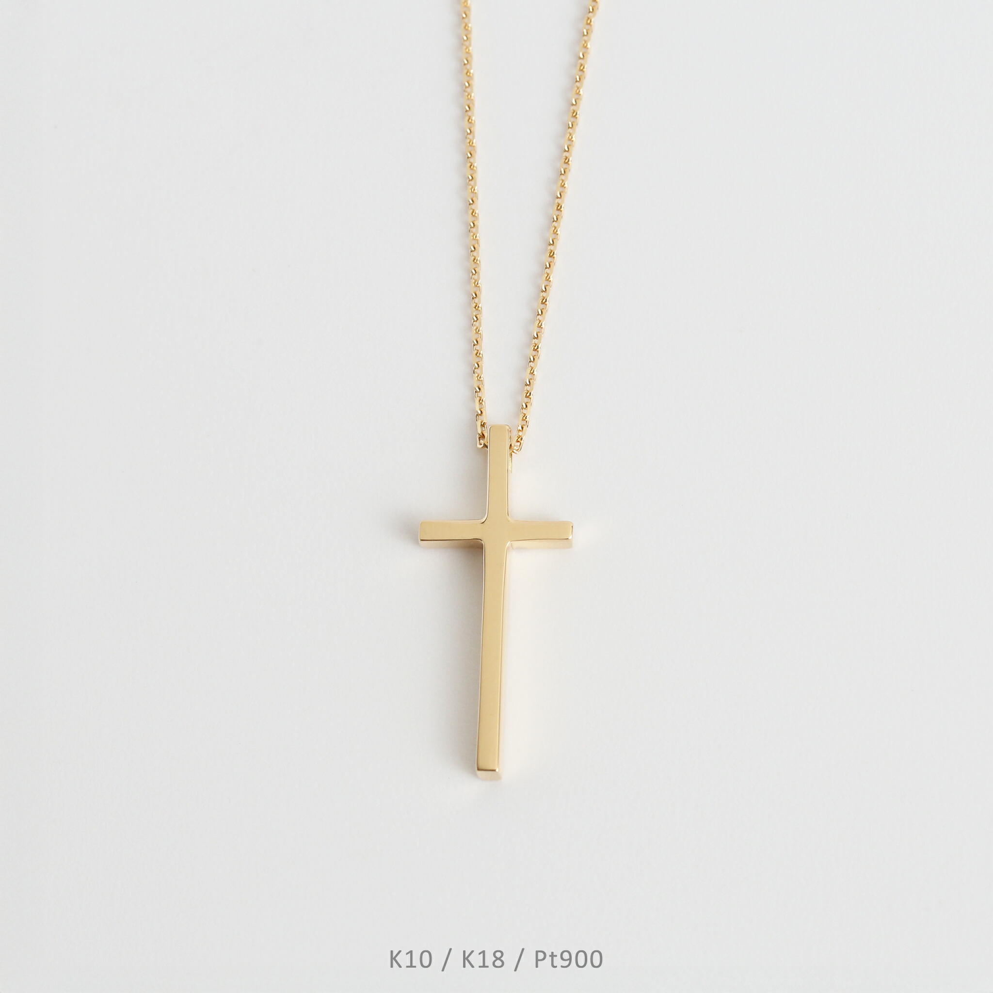 【Bullion Necklace】 K10/K18/Pt900 クロス ネックレス 地金 十字架 10金 10k k10 18金 18k k18 pt900 ゴールド ピンクゴールド ホワイトゴールド プラチナ レディース ペンダント シンプル 細身 プレゼント ギフト