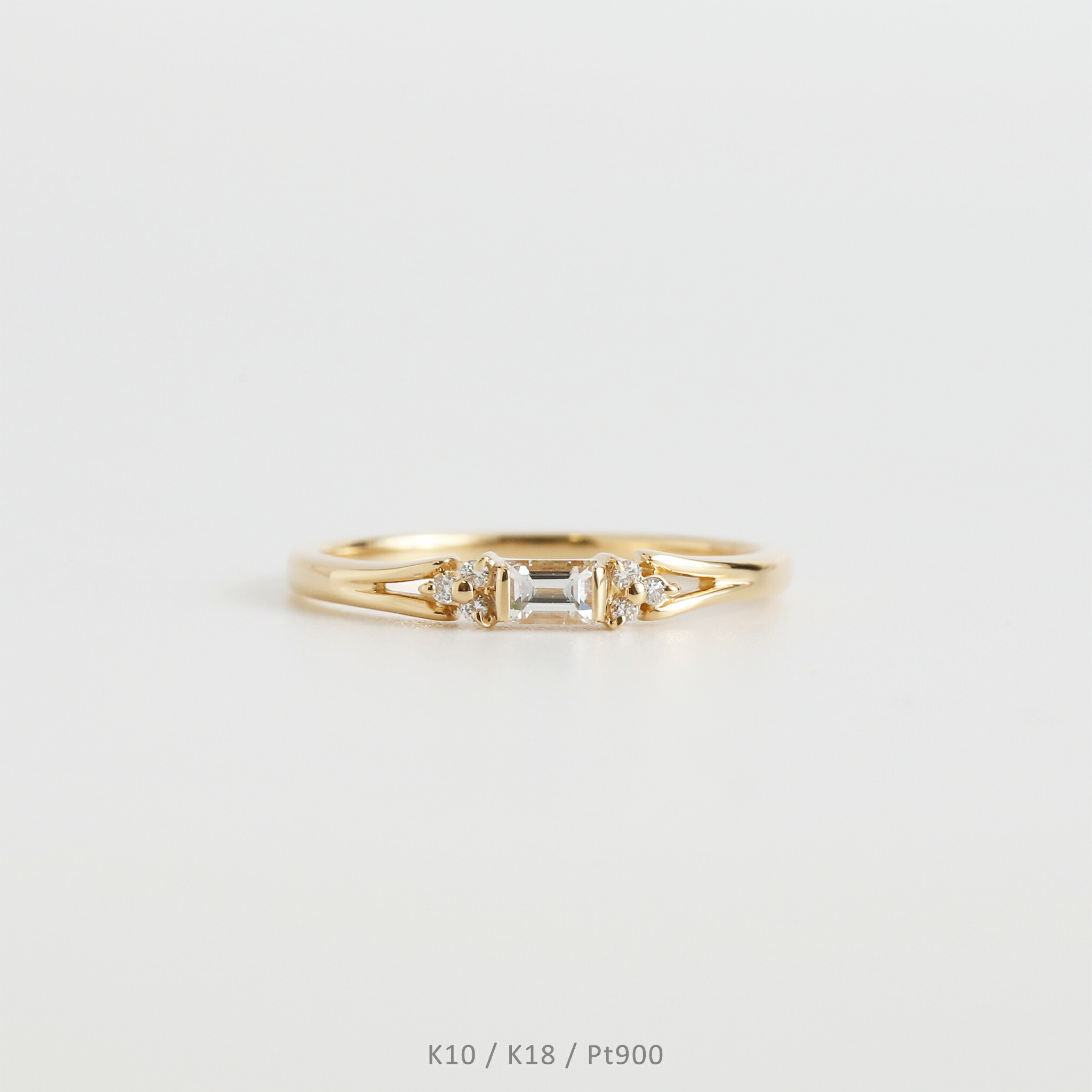 【Eorry Ring】 K10/K18/Pt900 バゲットカット ダイヤモンド リング 指輪 10金 10k k10 18金 18k k18 pt900 イエローゴールド ピンクゴールド ホワイトゴールド プラチナ レディース 華奢 細め サイズ 号 プレゼント ギフト