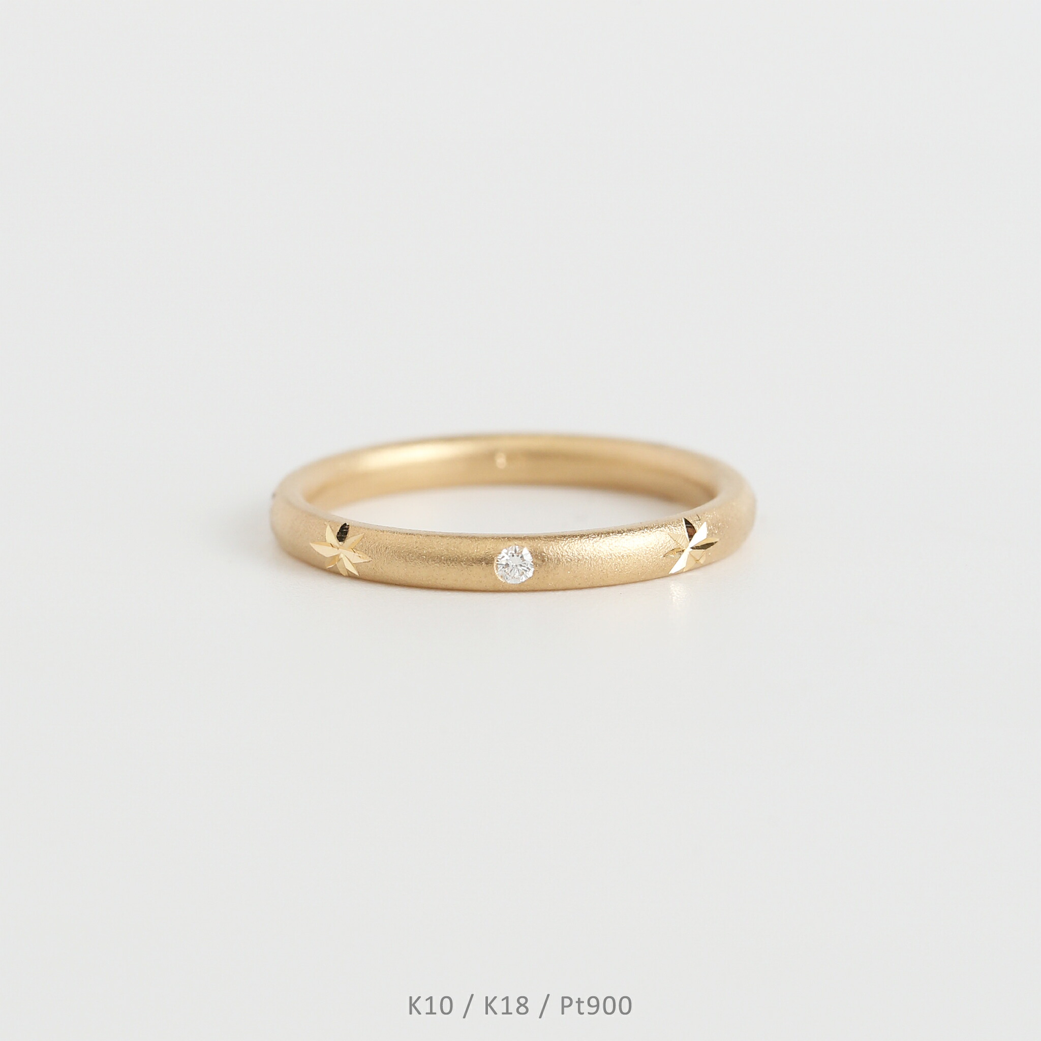 【Eterna Ring】 K10/K18/Pt900 星 モチーフ ダイヤモンド 艶消し リング 指輪 スター 10金 10k k10 18金 18k k18 pt900 イエローゴールド ピンクゴールド ホワイトゴールド プラチナ レディース 彫金 サイズ 号 プレゼント ギフト｜AVARON 53,790円