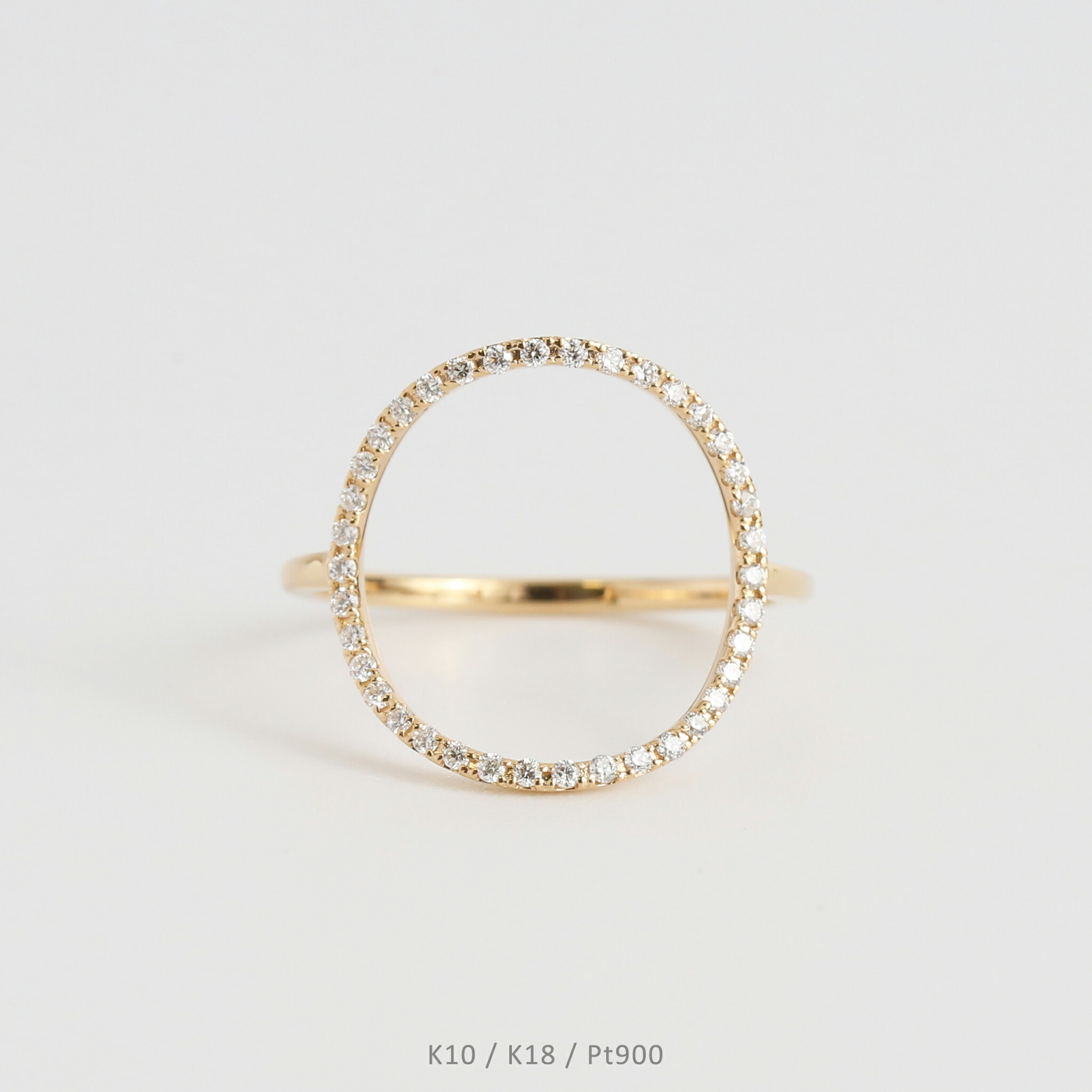 【Circle Diamond Ring】 K10/K18/Pt900 ダイヤモンド サークル モチーフ リング 指輪 10金 10k k10 18金 18k k18 pt900 イエローゴールド ピンクゴールド ホワイトゴールド プラチナ レディース 大ぶり サイズ 号 プレゼント ギフト|AVARON