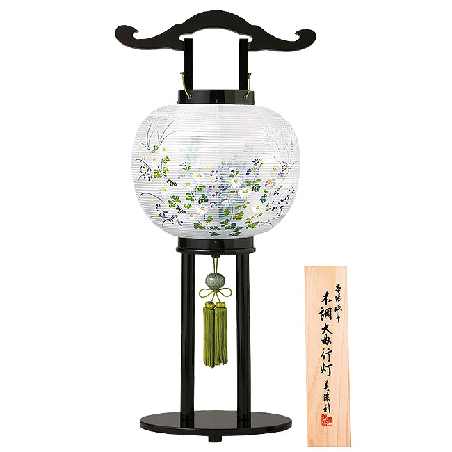 盆提灯 10号 千寿 （小菊に桔梗）千寿10号（小菊に桔梗） コンパクトNEWスタイルモダン盆提灯。 見ているだけで心が和みます。【G12CO5507】