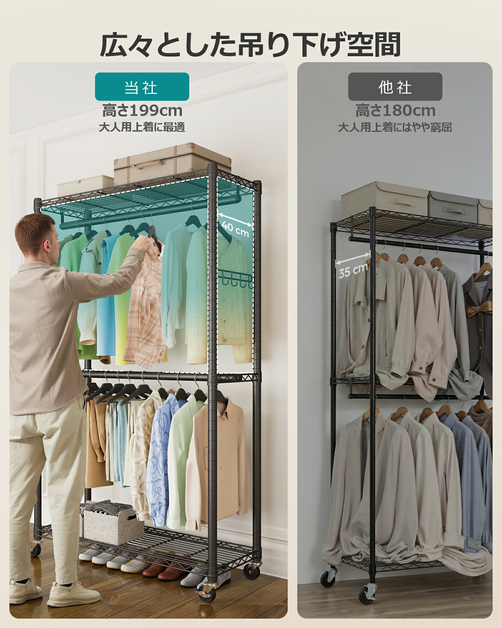 【 10%OFF！！】【新商品登場！】SONGMICS ハンガーラック 大容量 2段 スチールパイプ キャスター付き 洋服ラック 頑丈 調整可能 防錆防水 メッシュ棚 幅90×奥行40×高さ199cm 組み立て簡単 ブラック LGR416BH01 【送料無料】【送料無料(北海道 沖縄 離島など除く)】
