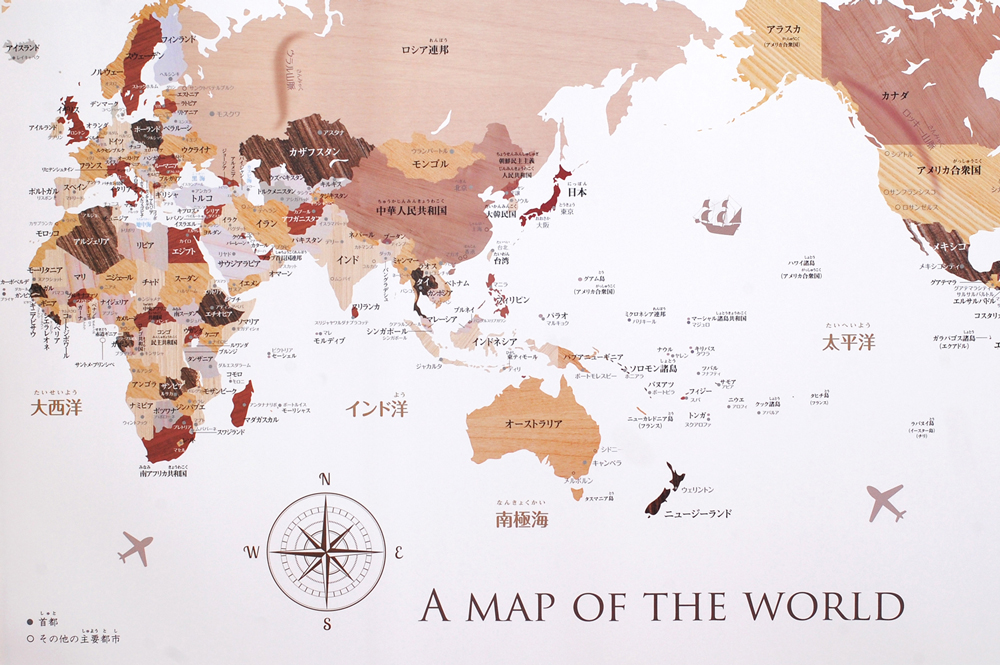 楽天市場 寄木風のおしゃれな 世界地図 ポスターb2サイズ 室内用