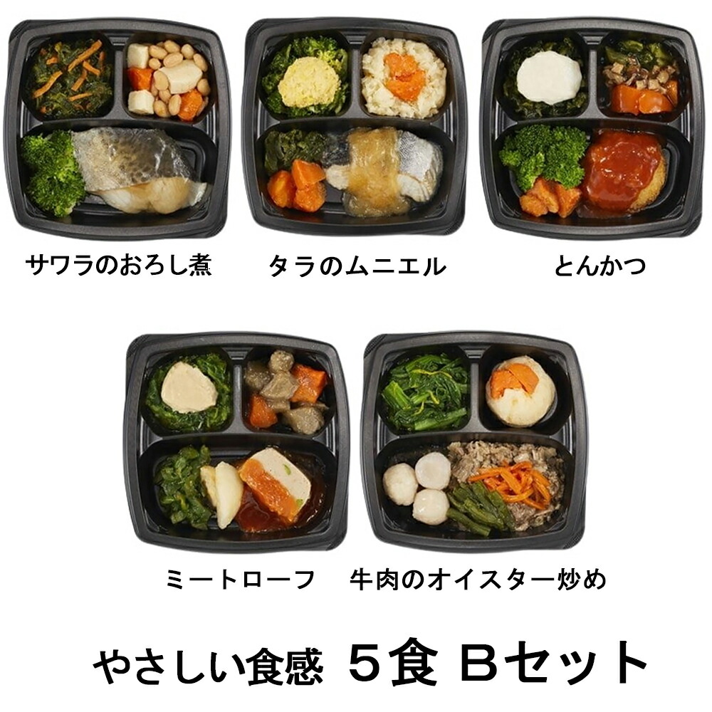 【お買い物マラソン期間中 ポイント10倍！】エフアールフーズ そよ風のやさしい食感5食 Bセット (牛肉のオイスター炒め、サワラのおろし煮、タラのムニエルなど、全5種)