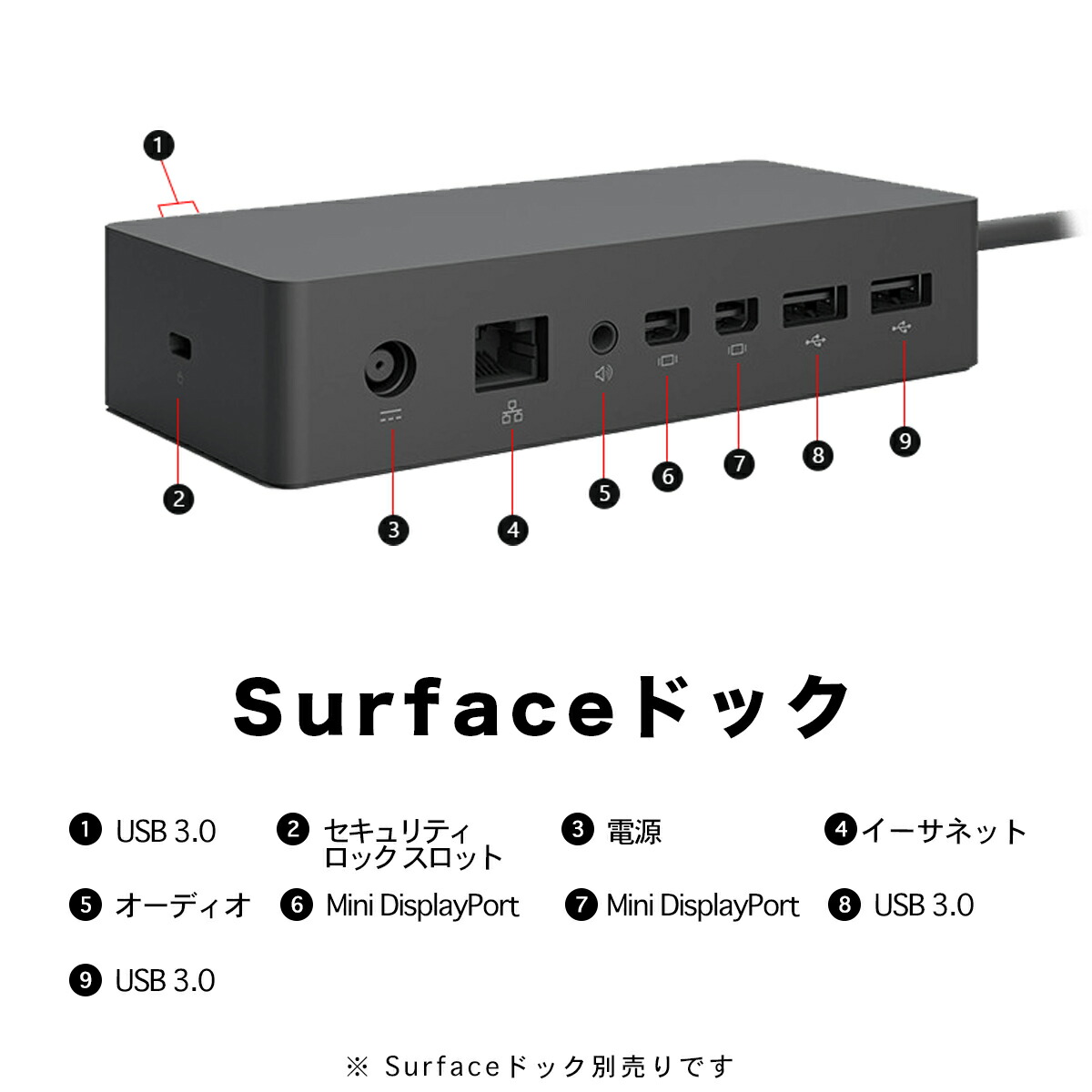 Microsoft Surface サーフェイス ドック PD9-00009 Amazon.com: Microsoft Surface Dock (Pd9-00003),Black