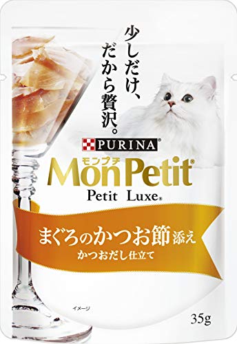 モンプチ プチリュクス パウチ 成猫用 まぐろのかつお節添え 35g×48袋入り (ケース販売) [キャットフード] 送料無料