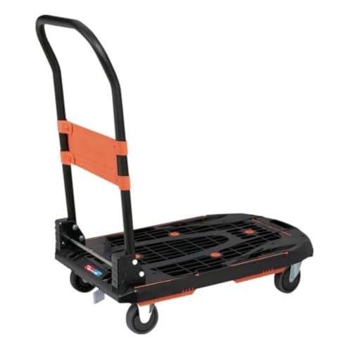 トラスコ中山(TRUSCO) 新型カルティオ 樹脂 台車 ストッパー付き 黒 軽量 自重7.3Kg 折り畳み 780X490 MPK-7 送料無料