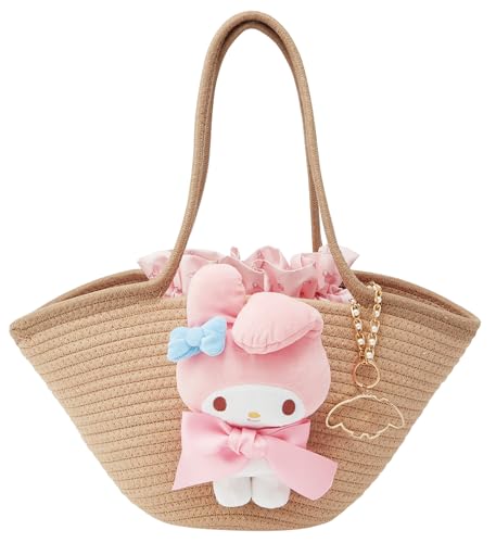 スケーター(Skater) ぬいぐるみ付 かご風 バッグ カゴバッグ 巾着 チャーム付 サンリオ マイメロディ KNBB1-A 送料無料
