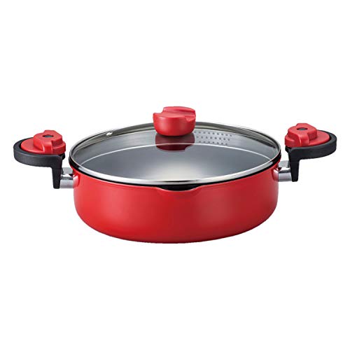 KACHAT パスタ鍋 両手鍋 湯切りもできる セラミック キャセロール 24cm IH 送料無料